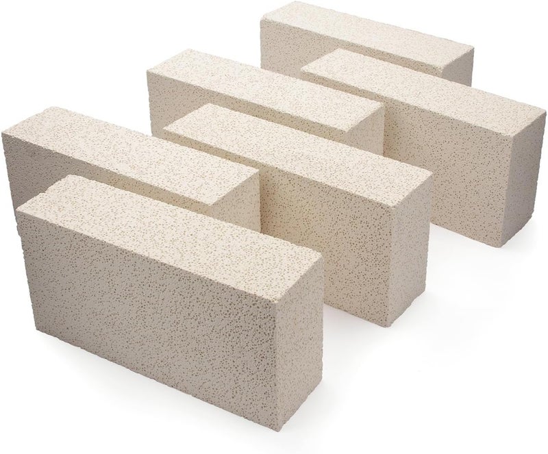 CFKJ 6 Pieces Insulating Fire Brick for Ovens, Kilns, Blacksmith, Fireplaces, Forges 9" x 4.5" x 2.5" 2300F Rated Insulating Fire Bricks - Image 4